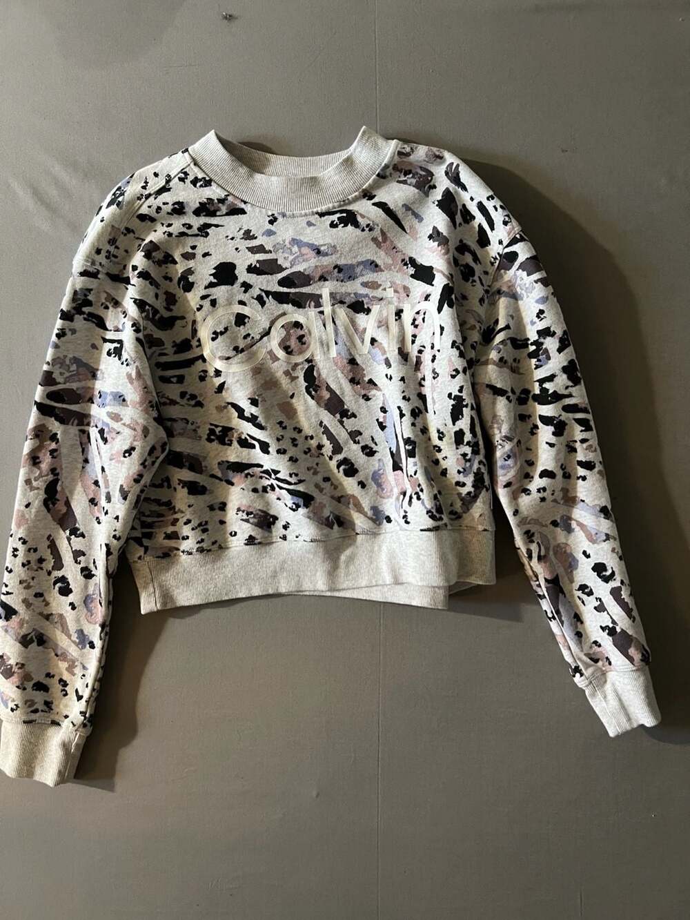 Calvin Klein Performance Animal Print Cropped Crewneck Sweatshirt